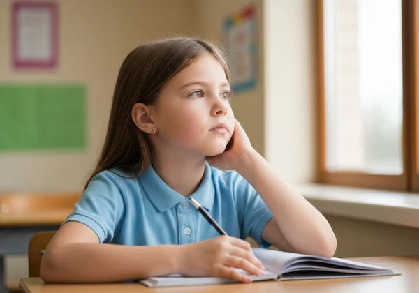 Child daydreaming, symbolizing quiet inattentive ADHD.