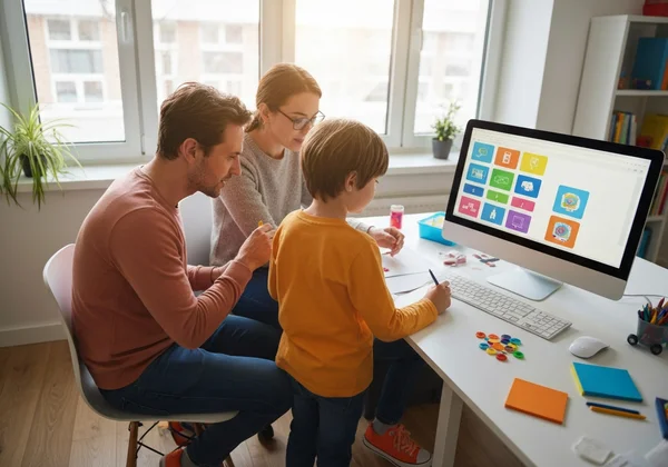 User taking an online child behavioral assessment