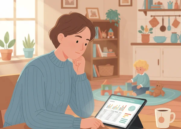 Parent reviewing child's assessment results