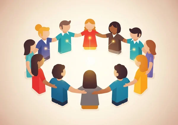 A diverse group of parents and educators in a supportive discussion.