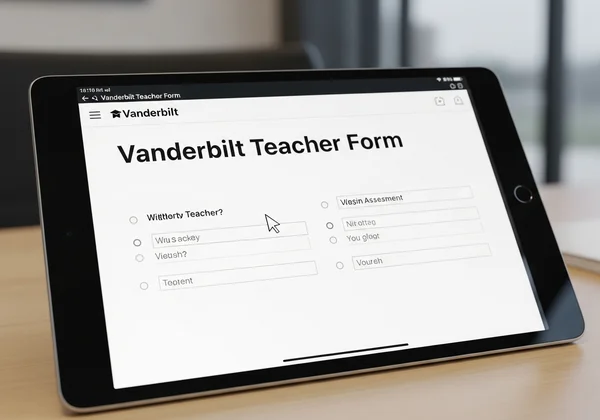 Screenshot of the Vanderbilt assessment online form.