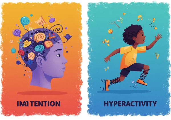 Child with ADHD symptoms, showing inattention/hyperactivity