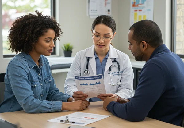 Parent discusses Vanderbilt results with pediatrician or doctor.