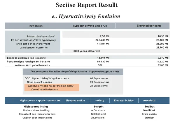 Sample Vanderbilt report with highlighted high scores.