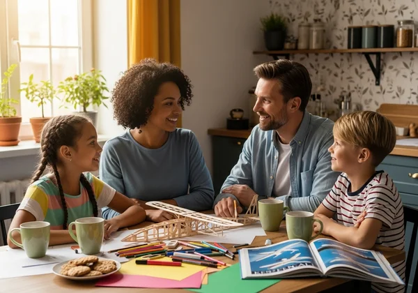 Happy family collaborating, showing strong dynamics