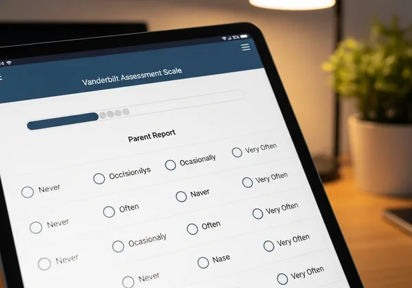 Online Vanderbilt assessment form on a digital tablet